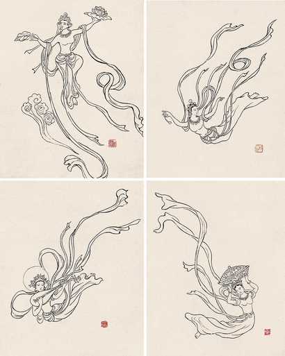 杨石朗  敦煌白描册页 镜心（四开）